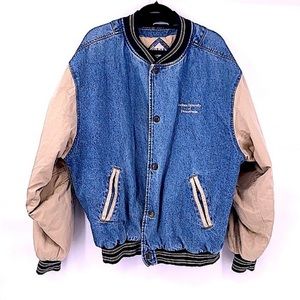 IUP college vintage 90s jean jacket bomber 2XL